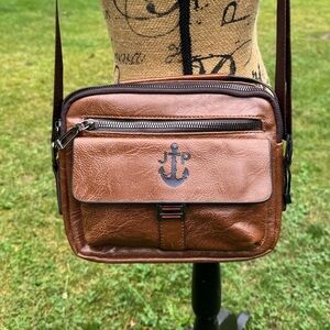 Jeep Brown Crossbody Bag with Anchor Detail